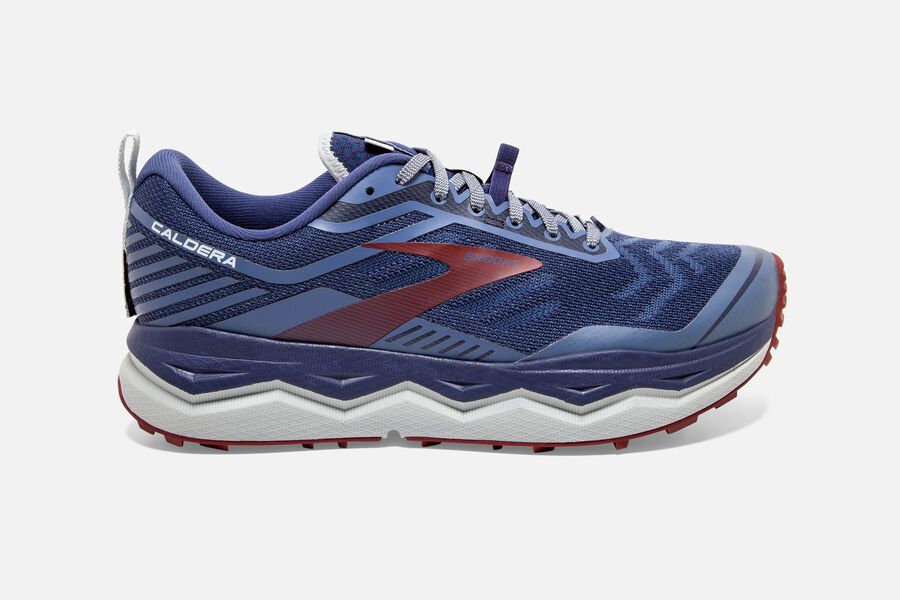 Mens Brooks Caldera 4 Trail Shoes Deep Cobalt/Blue/Red | 654187-NDG